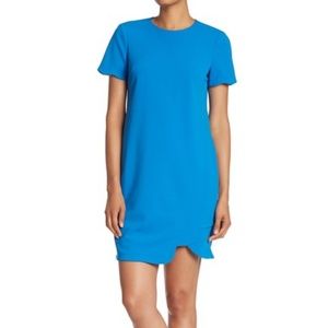 Maggie London Scallop Shift Dress in Cadet Blue